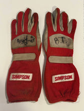 Load image into Gallery viewer, Brian Tyler autographed USAC Sprint Car Race Used Driving Gloves &amp; Helmet Visor