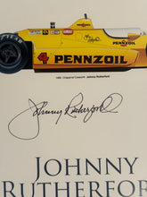 Load image into Gallery viewer, Johnny Rutherford autographed Three Time Indy 500 Winner 18x12 Limited Edition Print