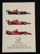 Load image into Gallery viewer, Dario Franchitti autographed Three Time Indy 500 Winner 18x12 Limited Edition Print