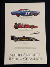 Load image into Gallery viewer, Mario Andretti autographed "Racing Champion" 18x12 Limited Edition Print