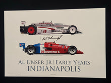 Load image into Gallery viewer, Al Unser Jr. autographed Two Time Indy 500 Winner 18x12 Limited Edition Print "The Early Years"